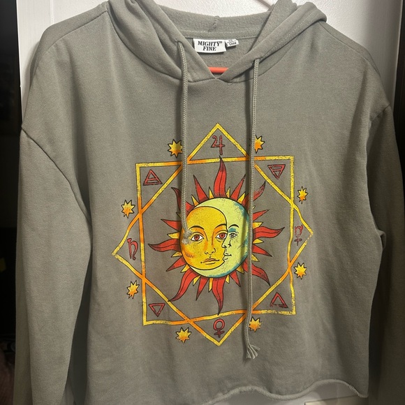 Mighty Fine Gray Hoodie with Geometric Design - Picture 1 of 2